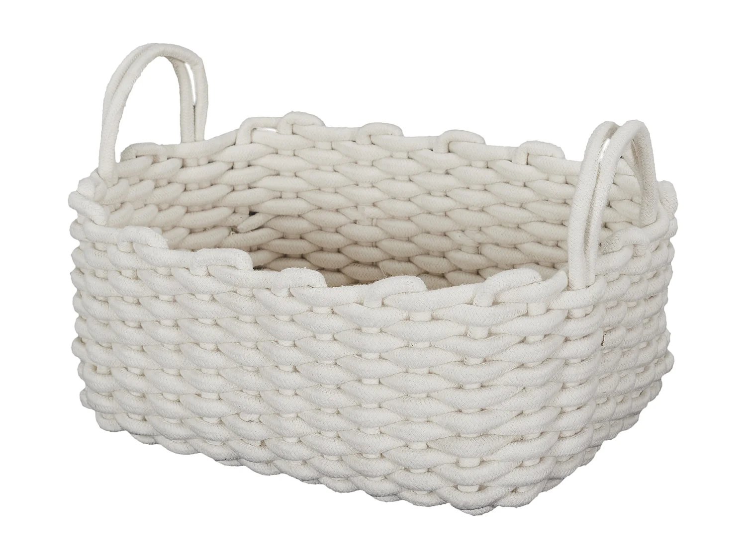 Lot de 3 Paniers de Rangement "Tricot" 45cm Blanc