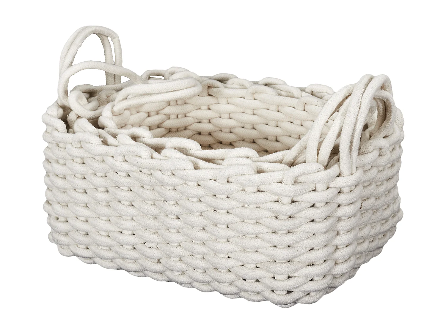 Lot de 3 Paniers de Rangement "Tricot" 45cm Blanc