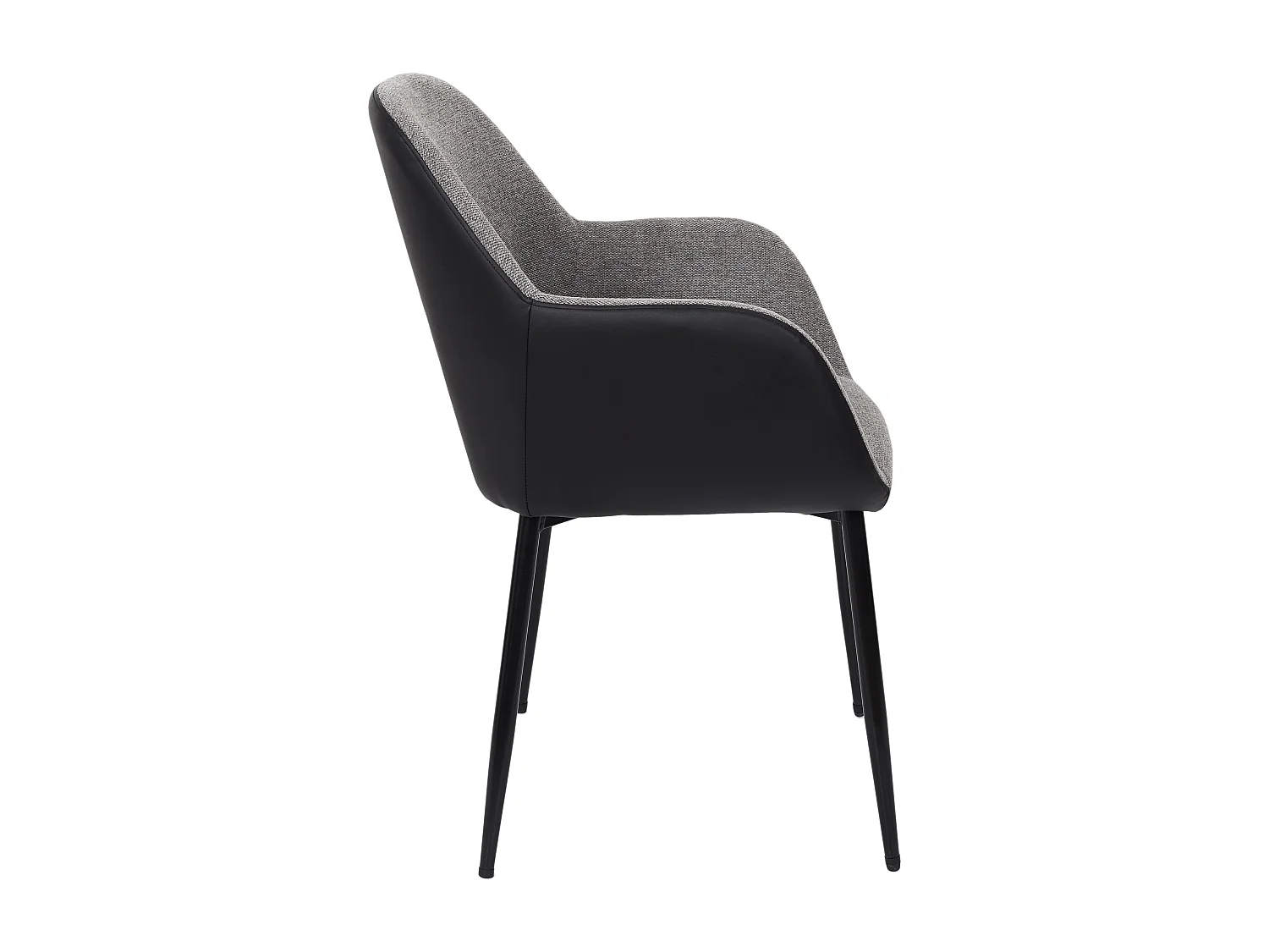Fauteuil Memphis Gris et Noir Confortable en Tissu Polyester avec Pieds en Métal