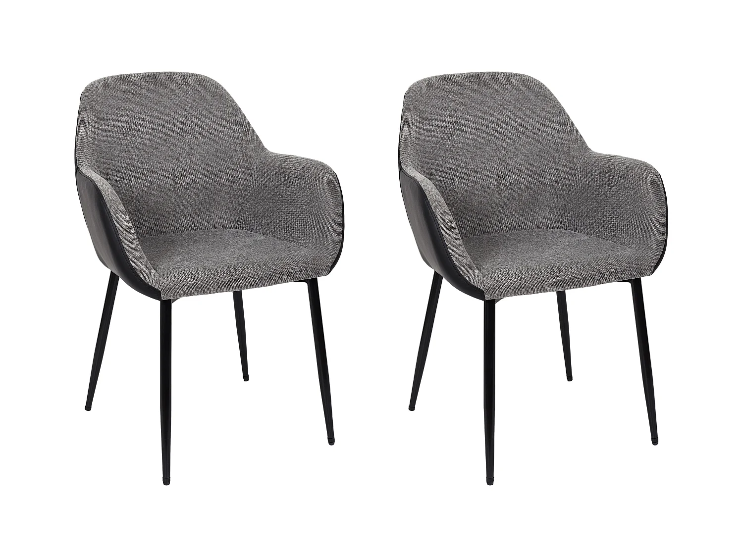 Fauteuil Memphis Gris et Noir Confortable en Tissu Polyester avec Pieds en Métal