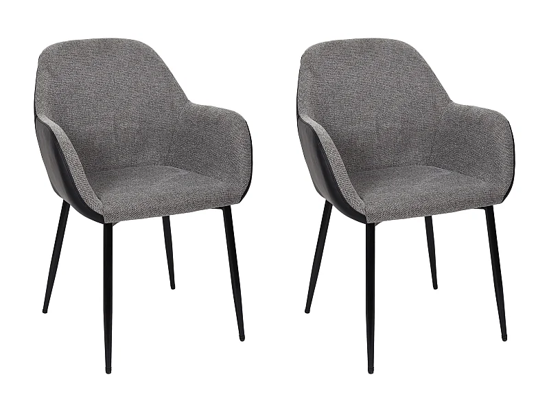 Fauteuil Memphis Gris et Noir Confortable en Tissu Polyester avec Pieds en Métal