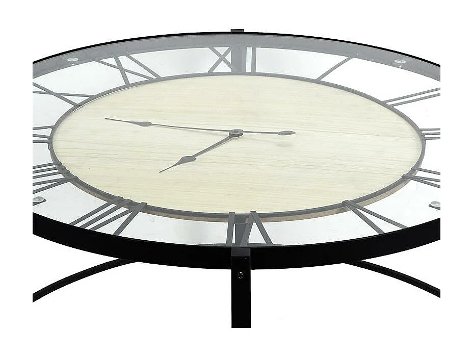 Table Basse Design "Horloge" Noire Ronde 90cm