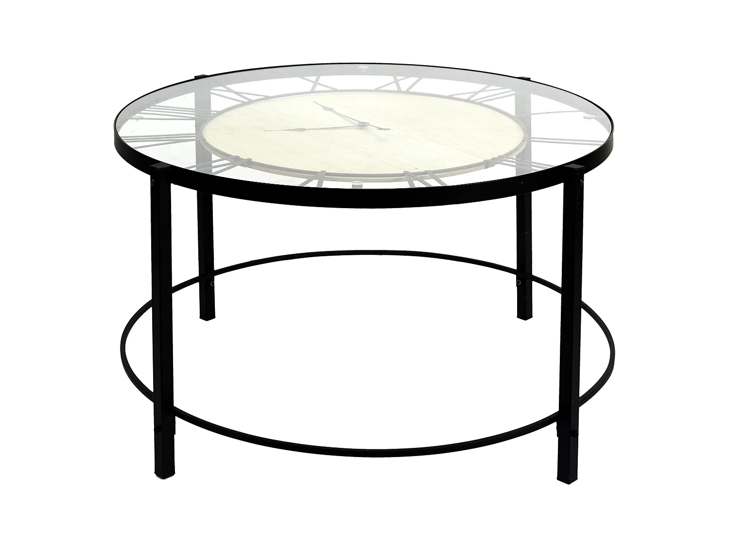 Table Basse Design "Horloge" Noire Ronde 90cm