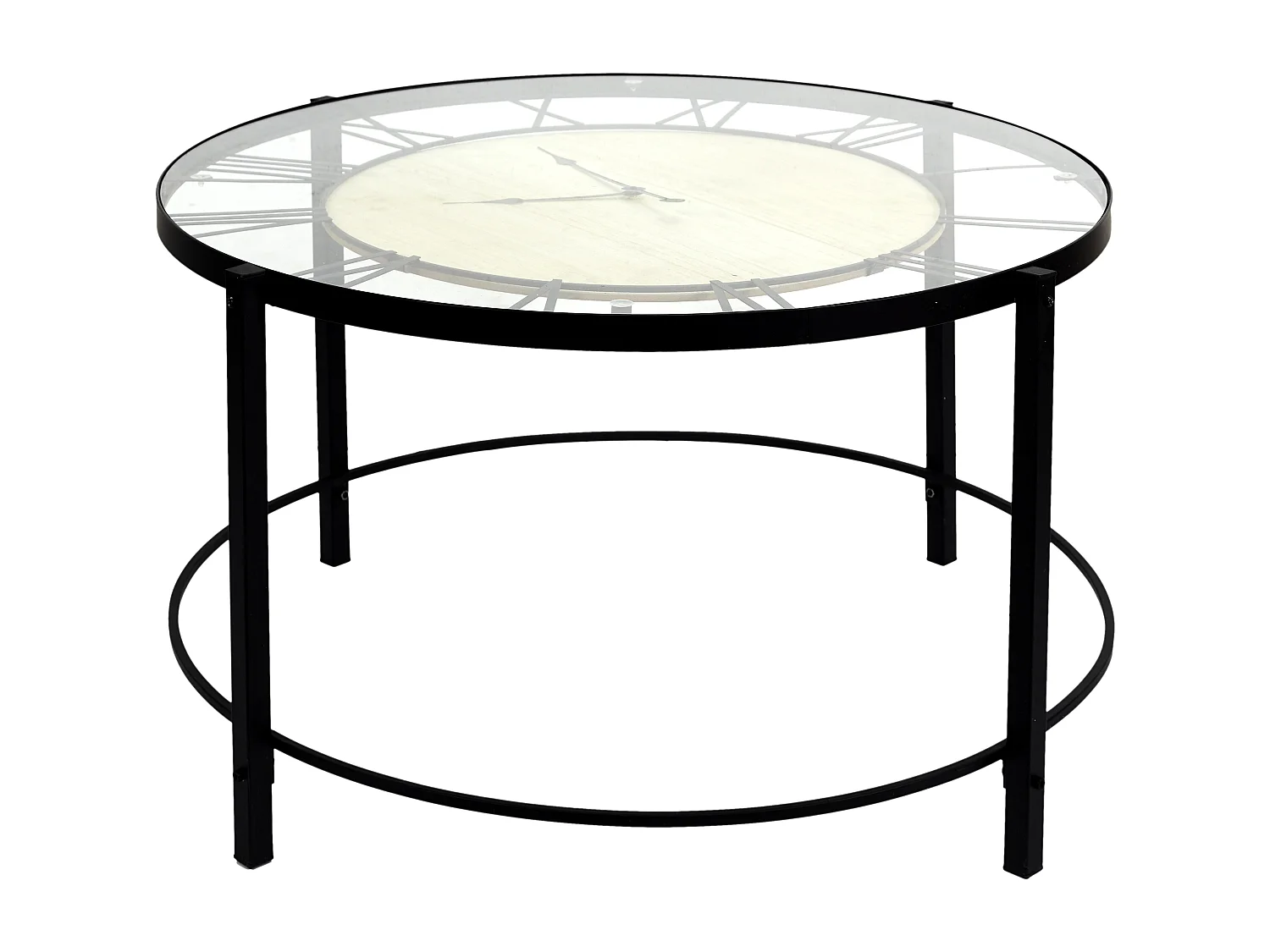 Table Basse Design "Horloge" Noire Ronde 90cm