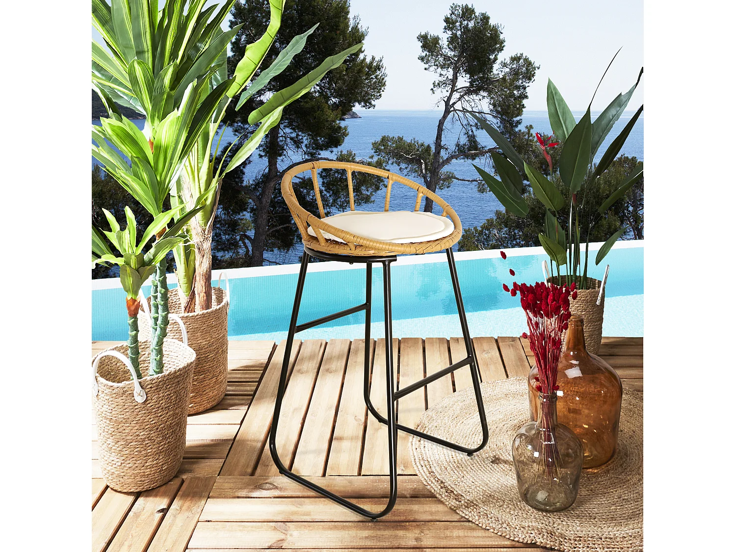 Tabouret de Bar Design "Surabaya" 92cm Naturel