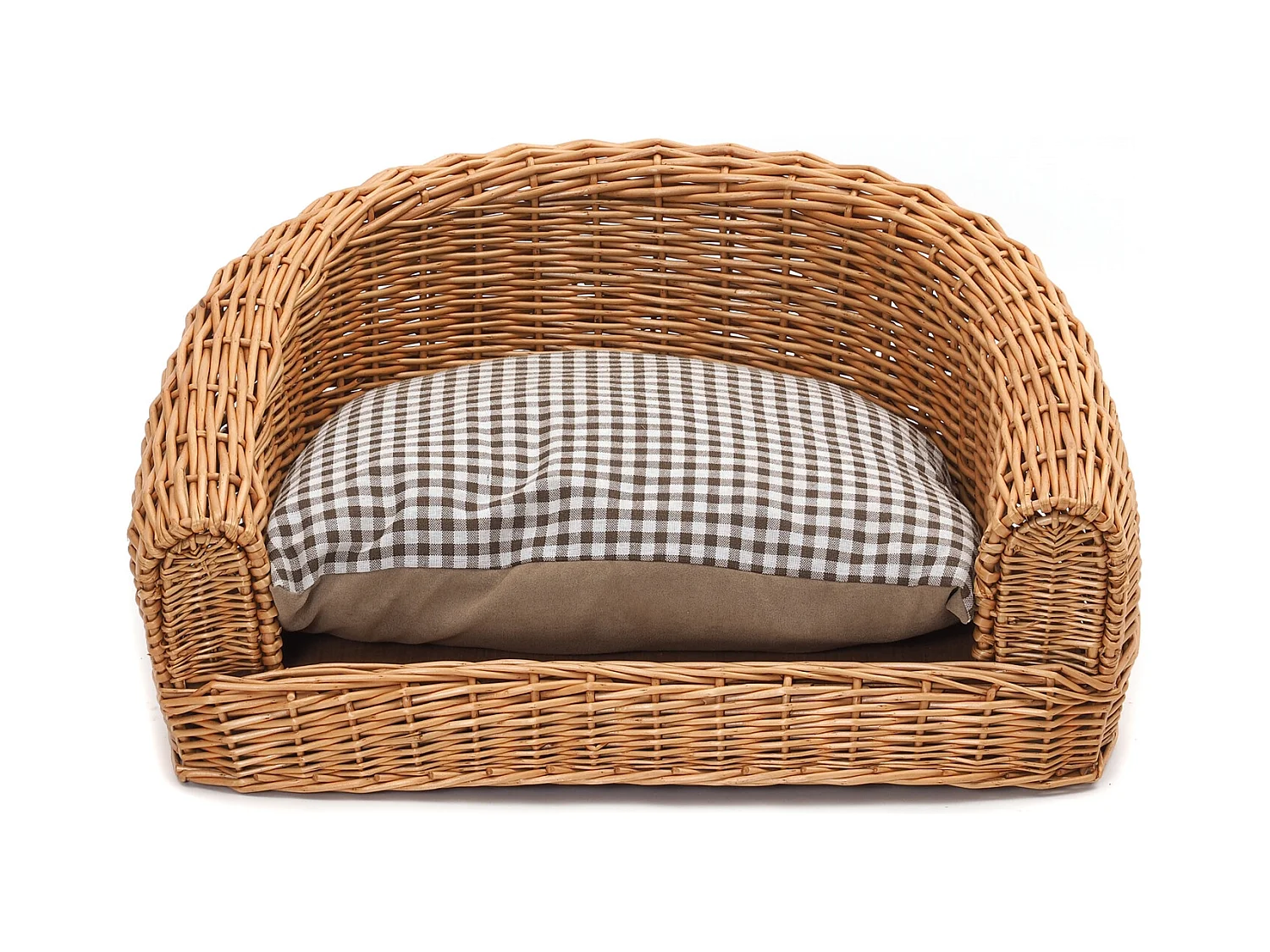 LIT POUR CHIEN Prince 64x43cm, osier tressé, avec coussin marron
