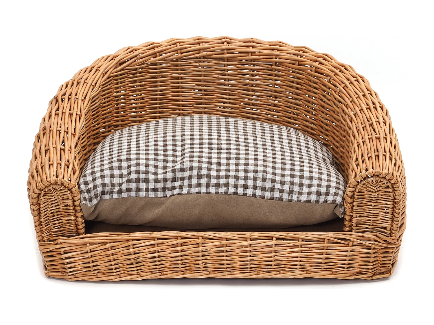 LIT POUR CHIEN Prince 64x43cm, osier tressé, avec coussin marron