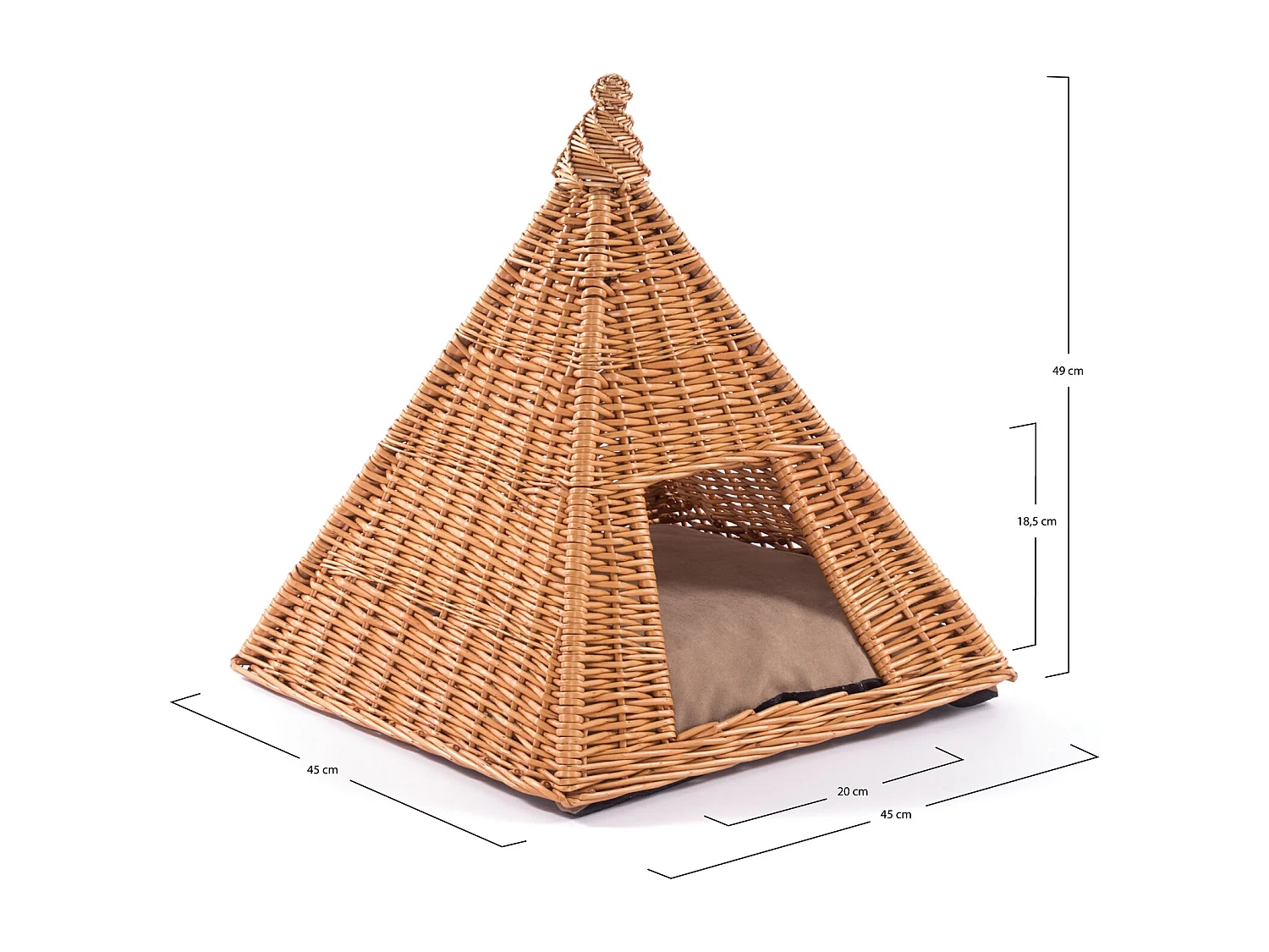 CAVERNE À CHATS MIA Auberge, forme de tente, avec coussin lavable brun clair