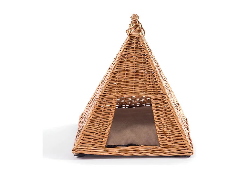 CAVERNE À CHATS MIA Auberge, forme de tente, avec coussin lavable brun clair