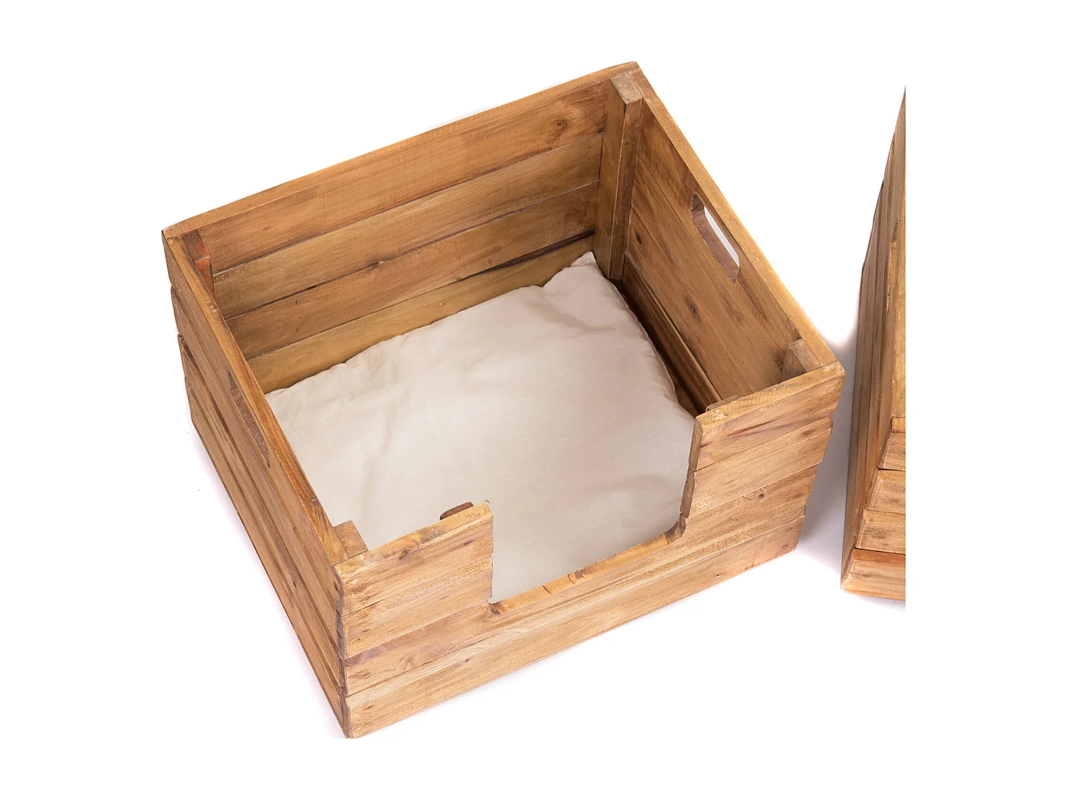 KATZENHÖHLEN-SET Kitty 3-teilig Mahagoni Massivholz, stapelbar naturfarben