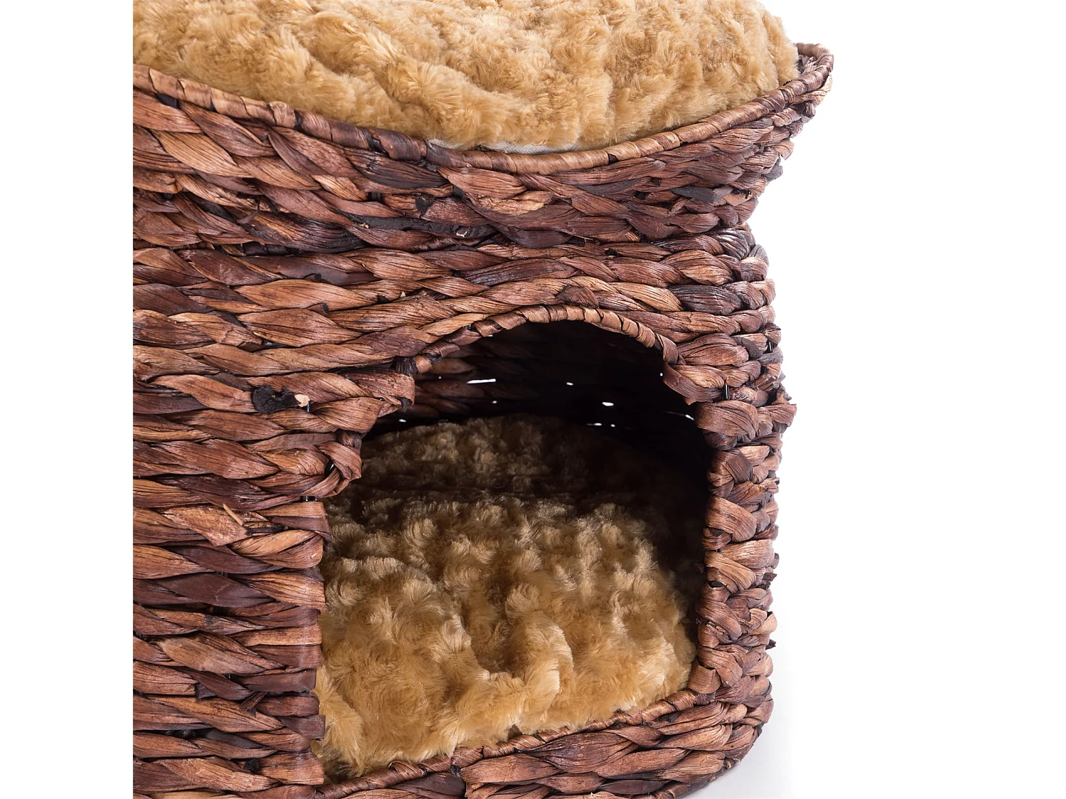 CAVERNE À CHATS Minka Jacinthe d'eau, 54 cm, avec coussin marron