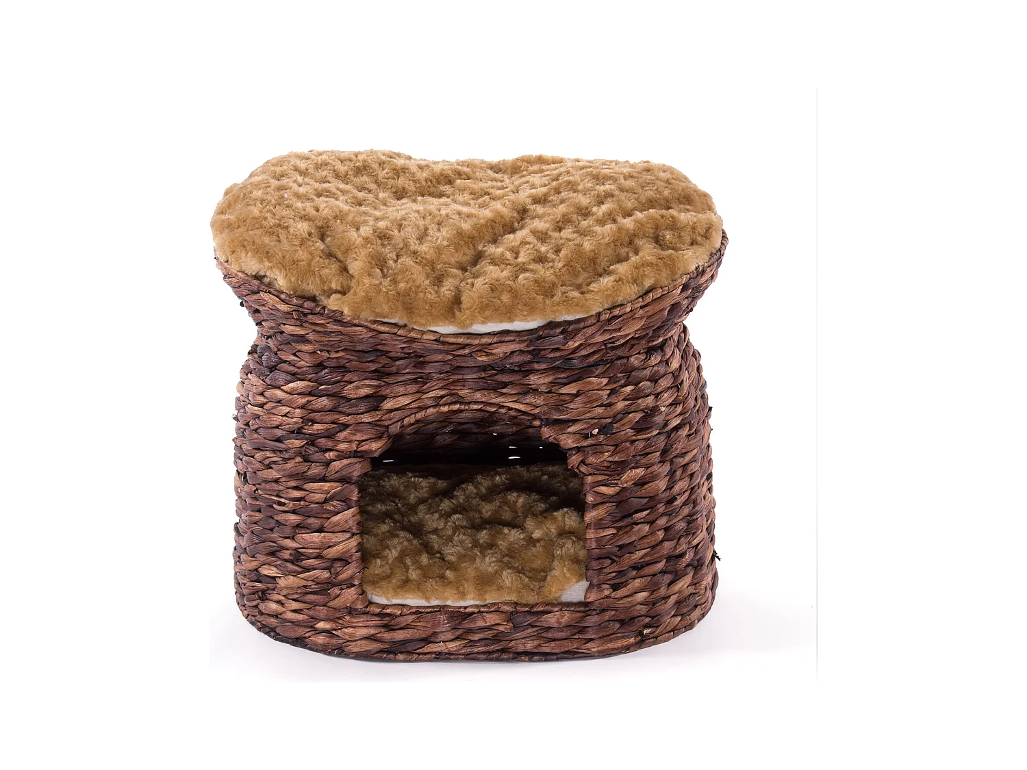 CAVERNE À CHATS Minka Jacinthe d'eau, 54 cm, avec coussin marron