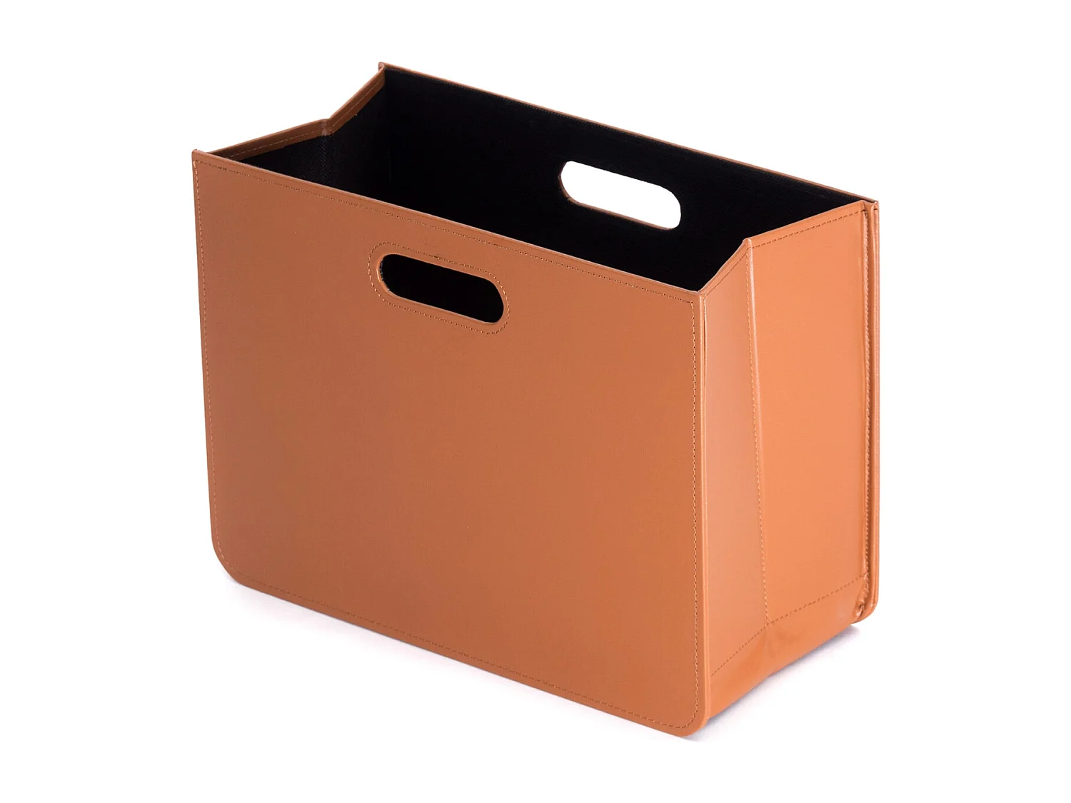 PANIER À JOURNAUX Affaires Similicuir, pliable couleur cognac