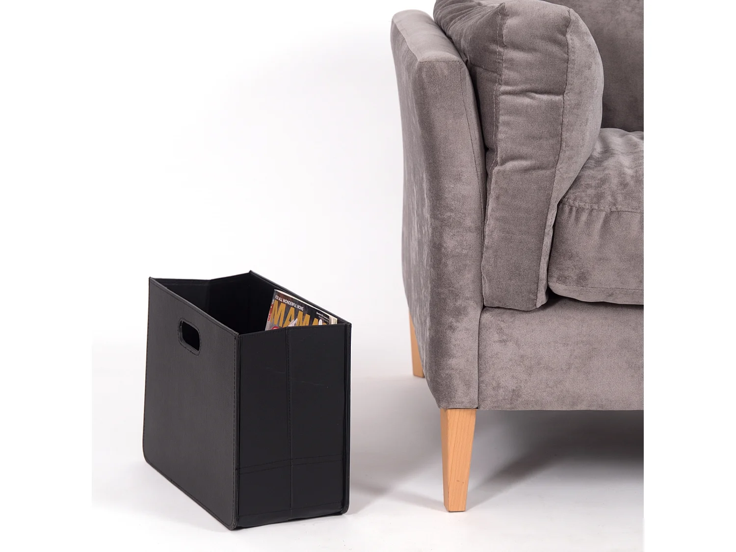 PANIER À JOURNAUX Affaires Similicuir, pliable noir