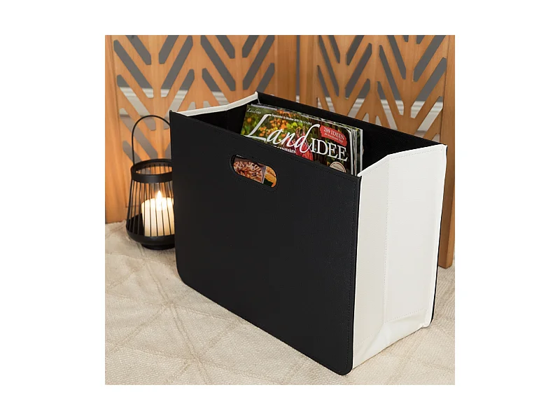 ZEITUNGSSTÄNDER Business Kunstleder, faltbar  schwarz-weiß