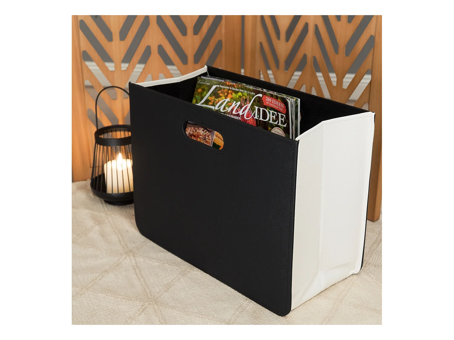 PORTE-REVUES Affaires Similicuir, pliable noir et blanc