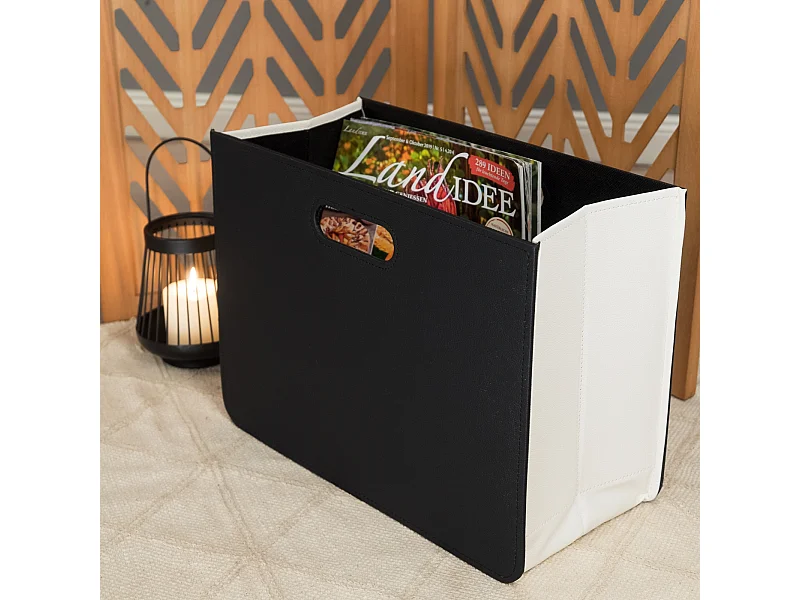 ZEITUNGSSTÄNDER Business Kunstleder, faltbar  schwarz-weiß