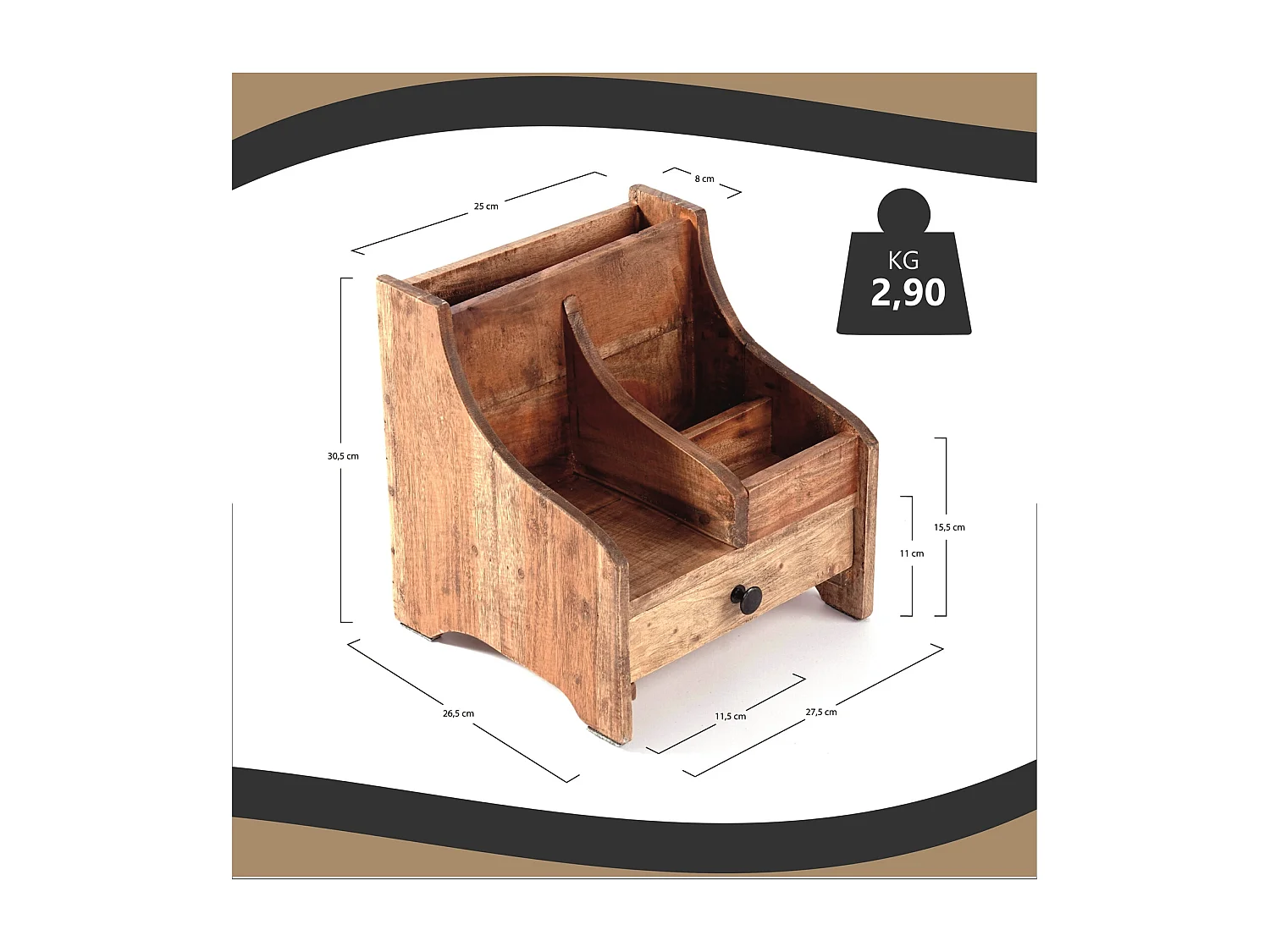 ORGANIZER  College Mahagoni Massivolz, mit Schublade naturfarben