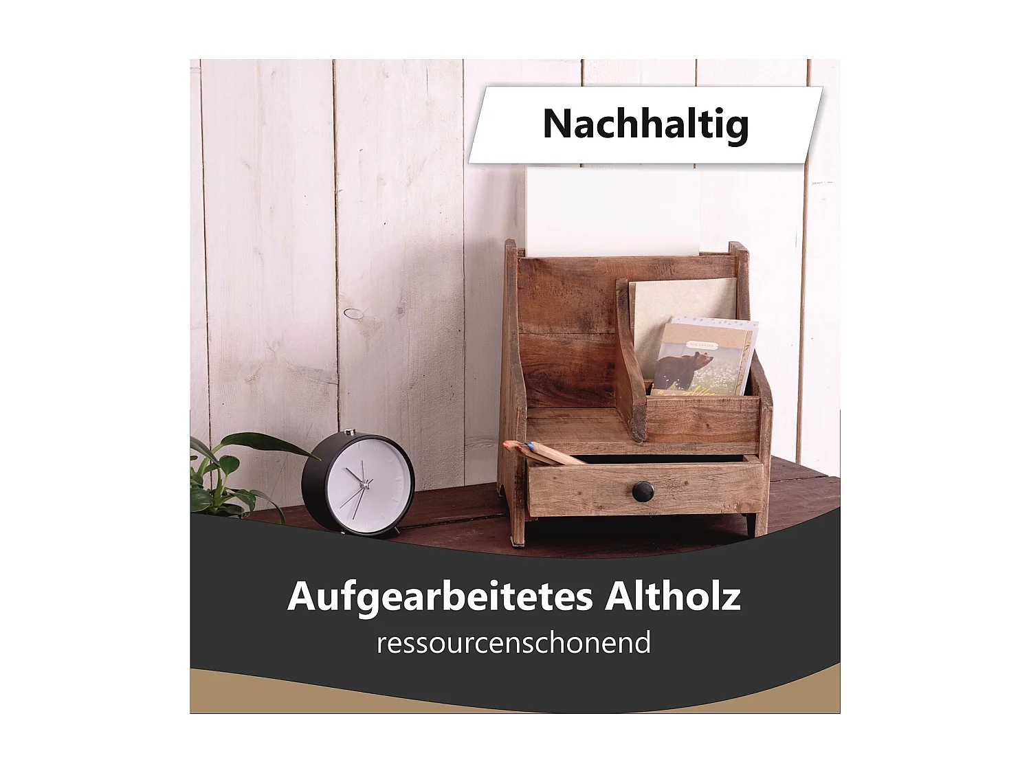 ORGANIZER  College Mahagoni Massivolz, mit Schublade naturfarben