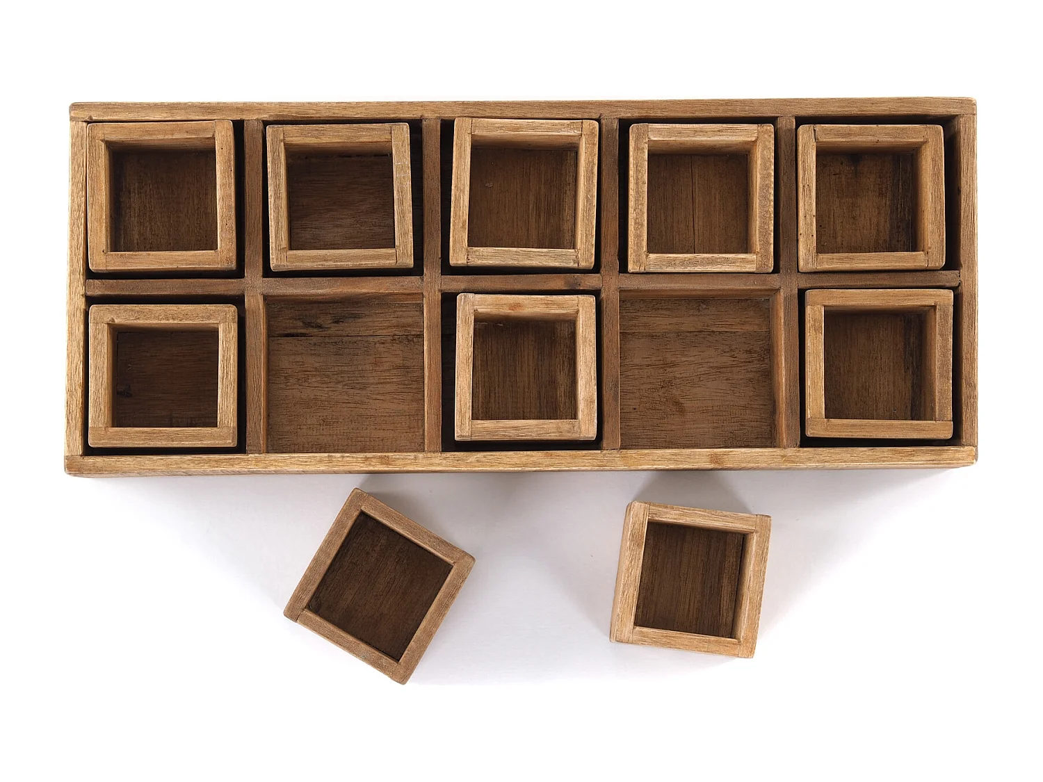 ENSEMBLE DE CAISSES Cubo II 7 pièces. Bois massif