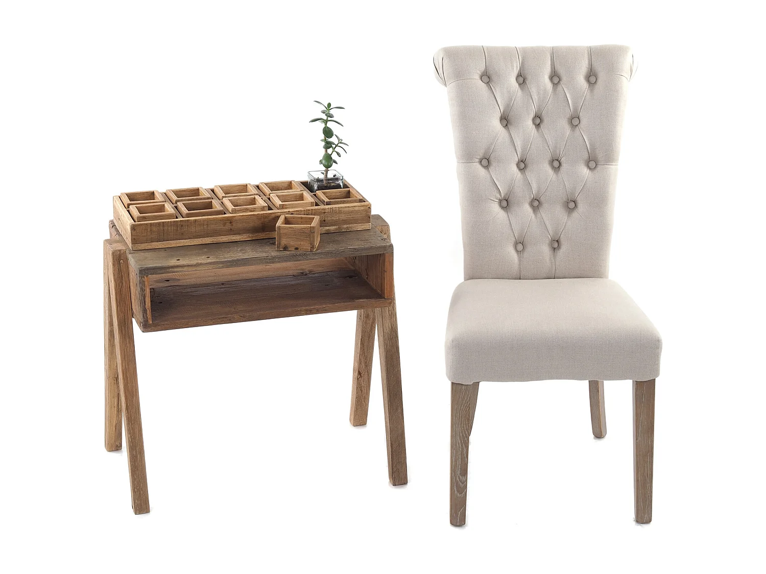 ENSEMBLE DE CAISSES Cubo II 7 pièces. Bois massif