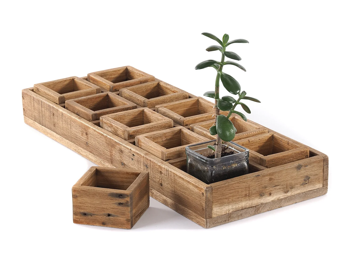 ENSEMBLE DE CAISSES Cubo II 7 pièces. Bois massif