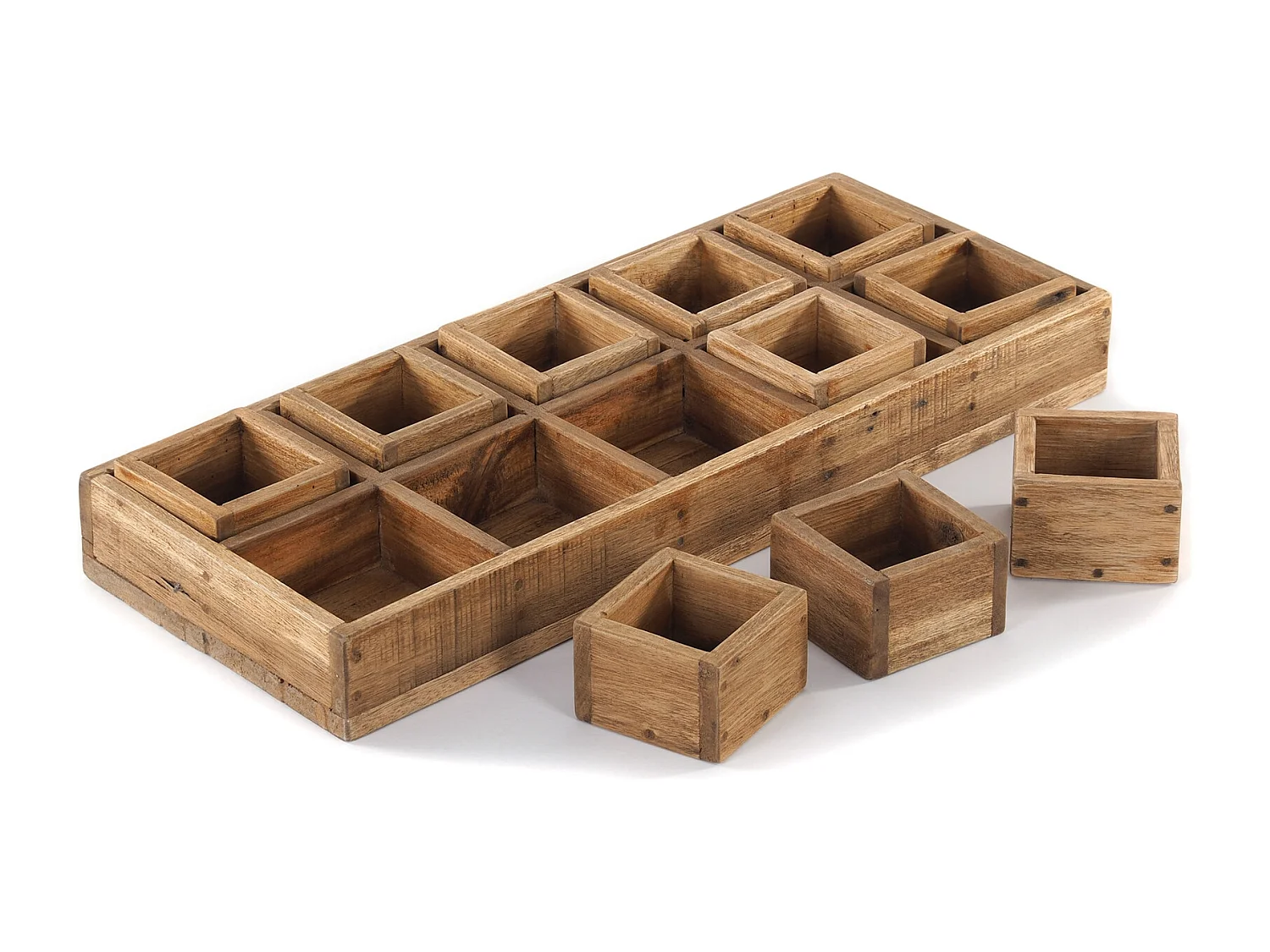 ENSEMBLE DE CAISSES Cubo II 7 pièces. Bois massif