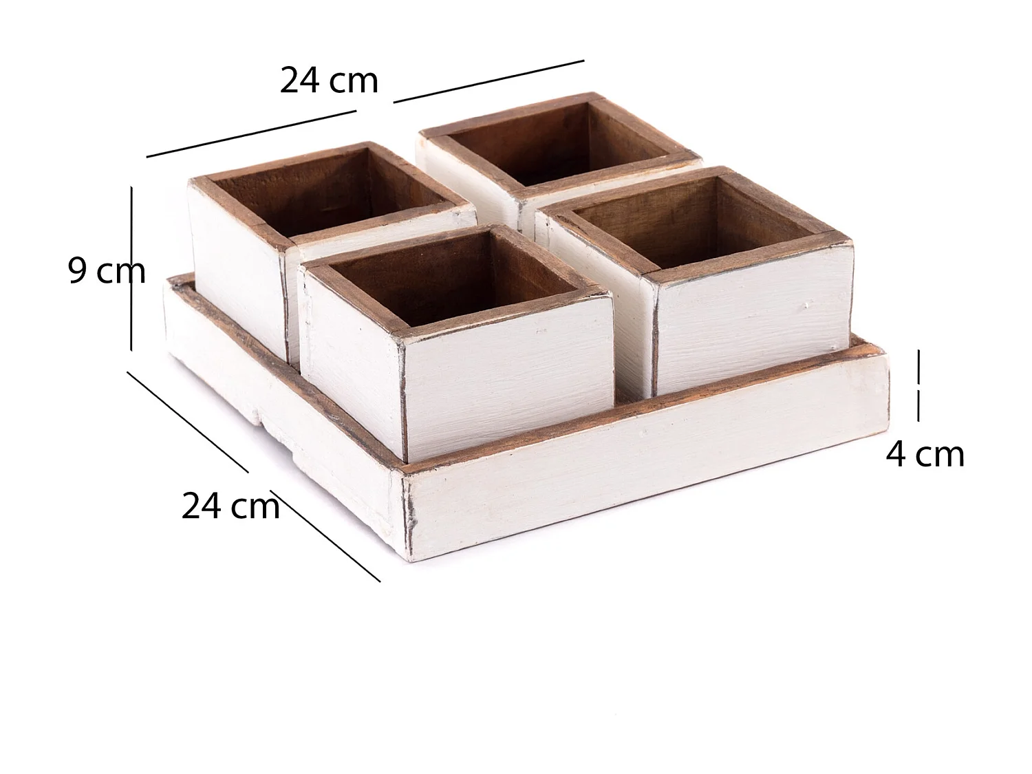 KISTEN-SET Cubo 5-tlg.  Massivholz 06 weiß-landhaus