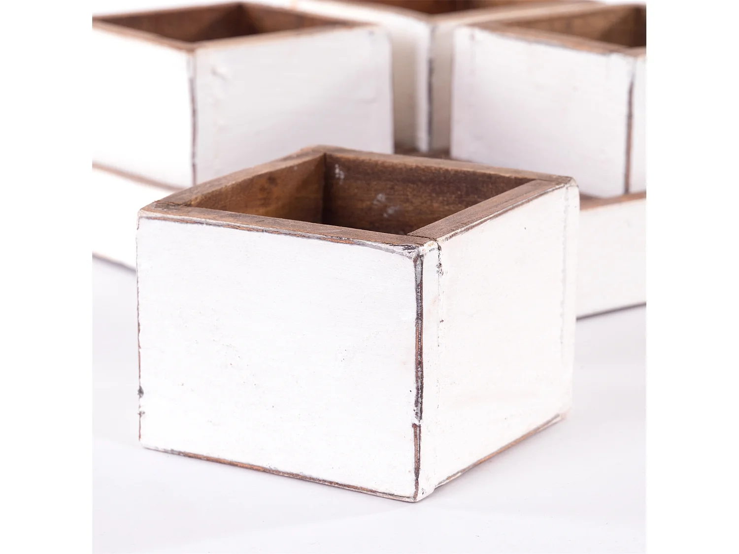 KISTEN-SET Cubo 5-tlg.  Massivholz 06 weiß-landhaus