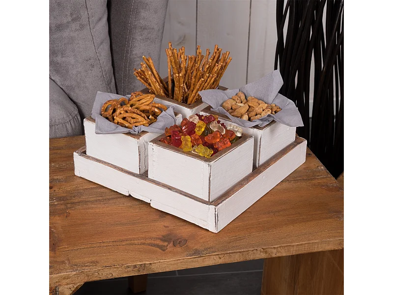 KISTEN-SET Cubo 5-tlg.  Massivholz 06 weiß-landhaus