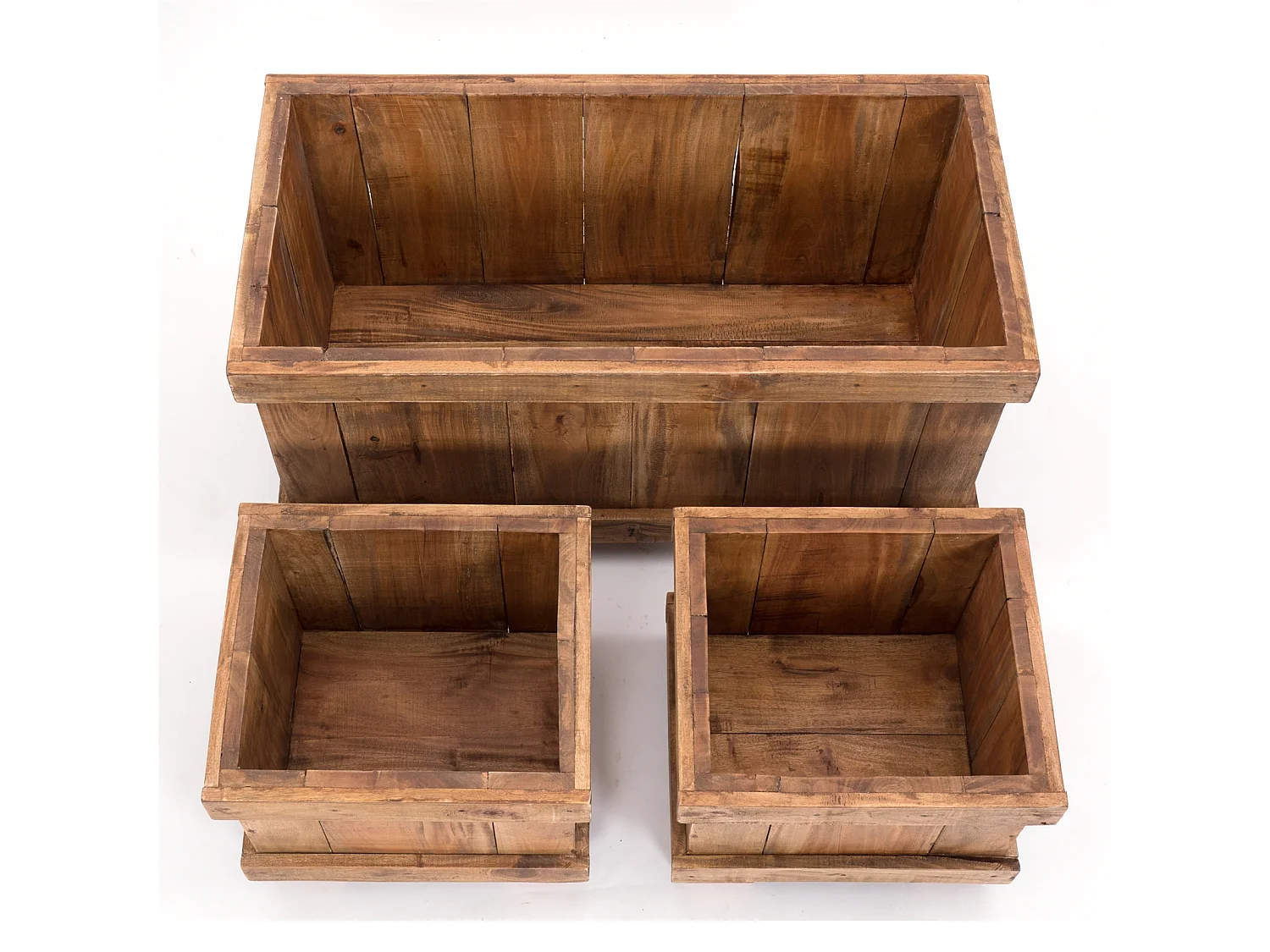 ENSEMBLE DE CACHE-POTS POT DE FLEUR 3 pièces Bois de recyclage massif, 2 tailles différentes couleurs naturelles