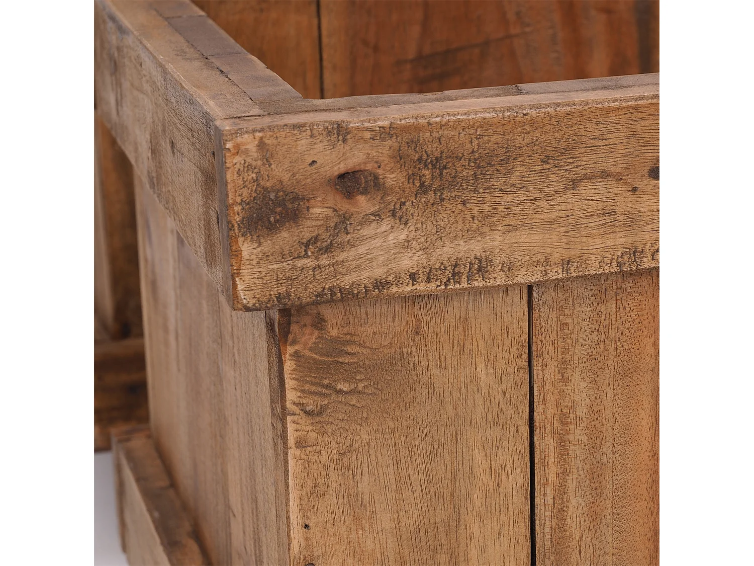 ENSEMBLE DE CACHE-POTS POT DE FLEUR 3 pièces Bois de recyclage massif, 2 tailles différentes couleurs naturelles