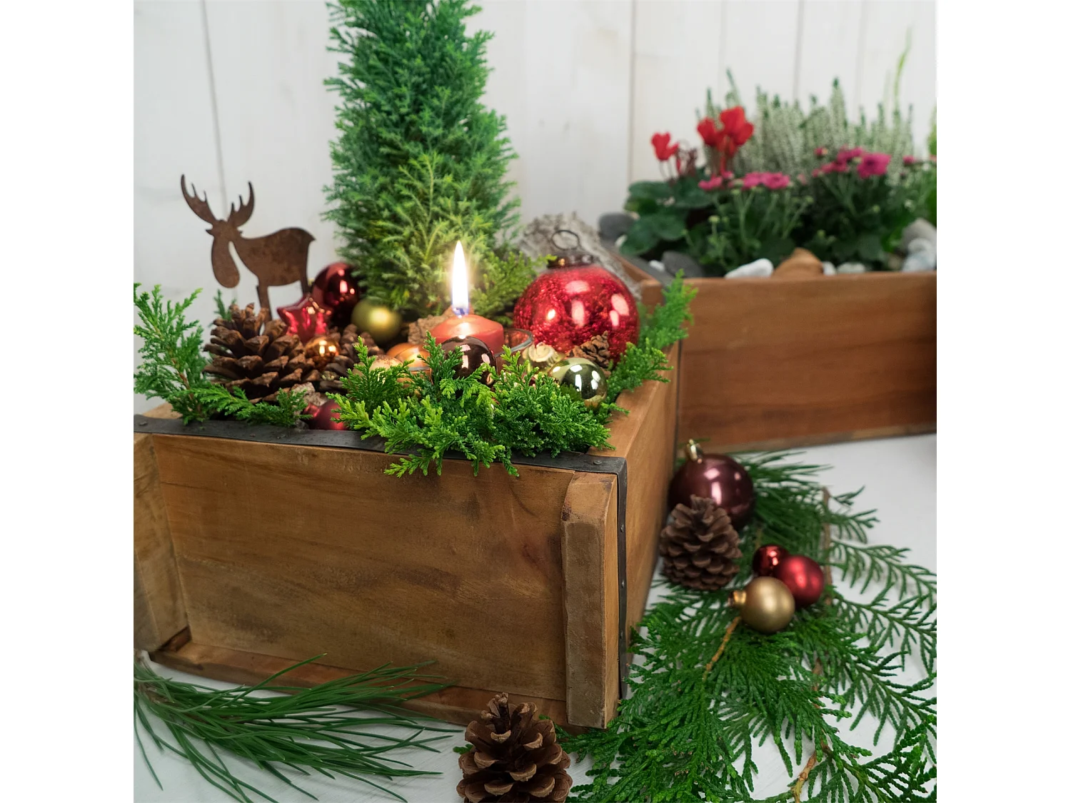 ENSEMBLE DE CAISSES Bricks III 3 pièces Bois massif en acajou, 2 tailles différentes, forme de brique couleurs naturelles