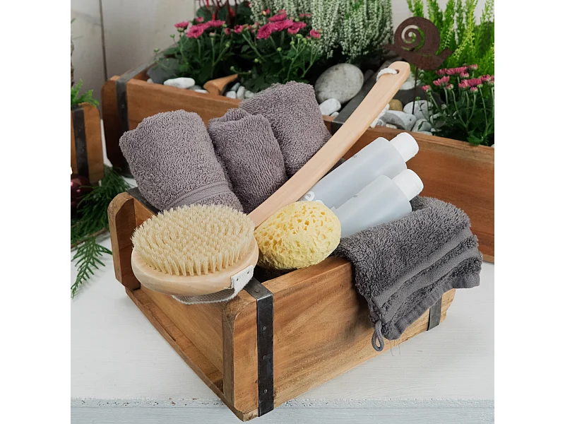 ENSEMBLE DE CAISSES Bricks III 3 pièces Bois massif en acajou, 2 tailles différentes, forme de brique couleurs naturelles