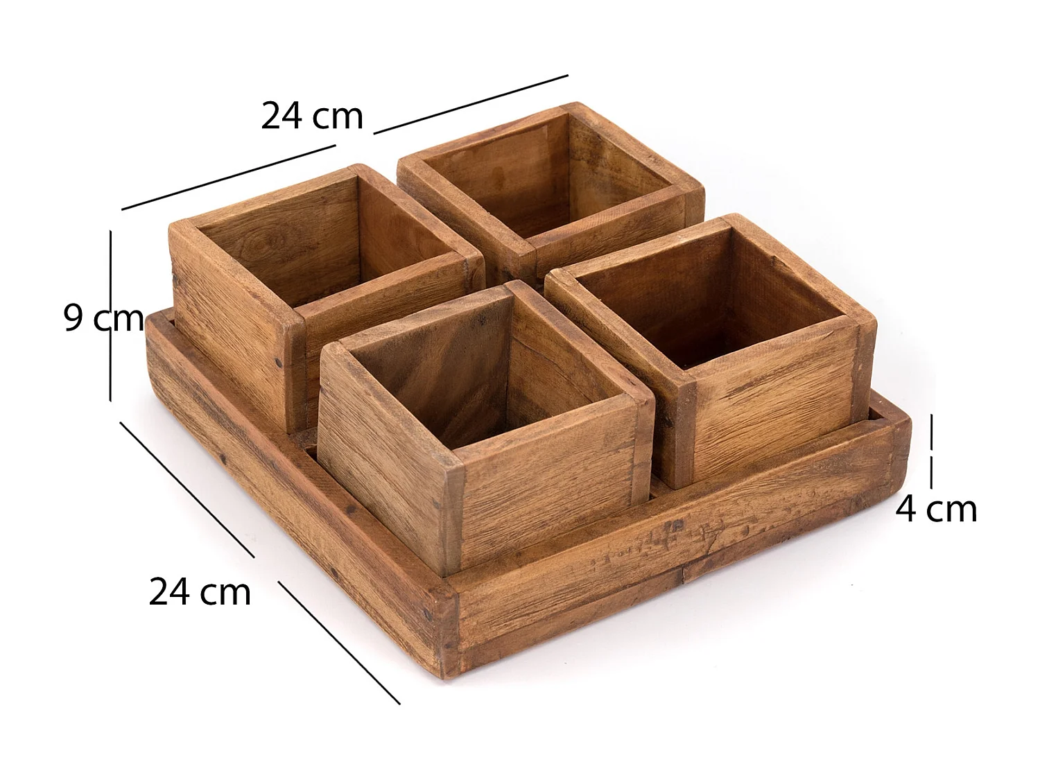 KISTEN-SET Cubo 5-tlg.  Massivholz 01 natur-vintage