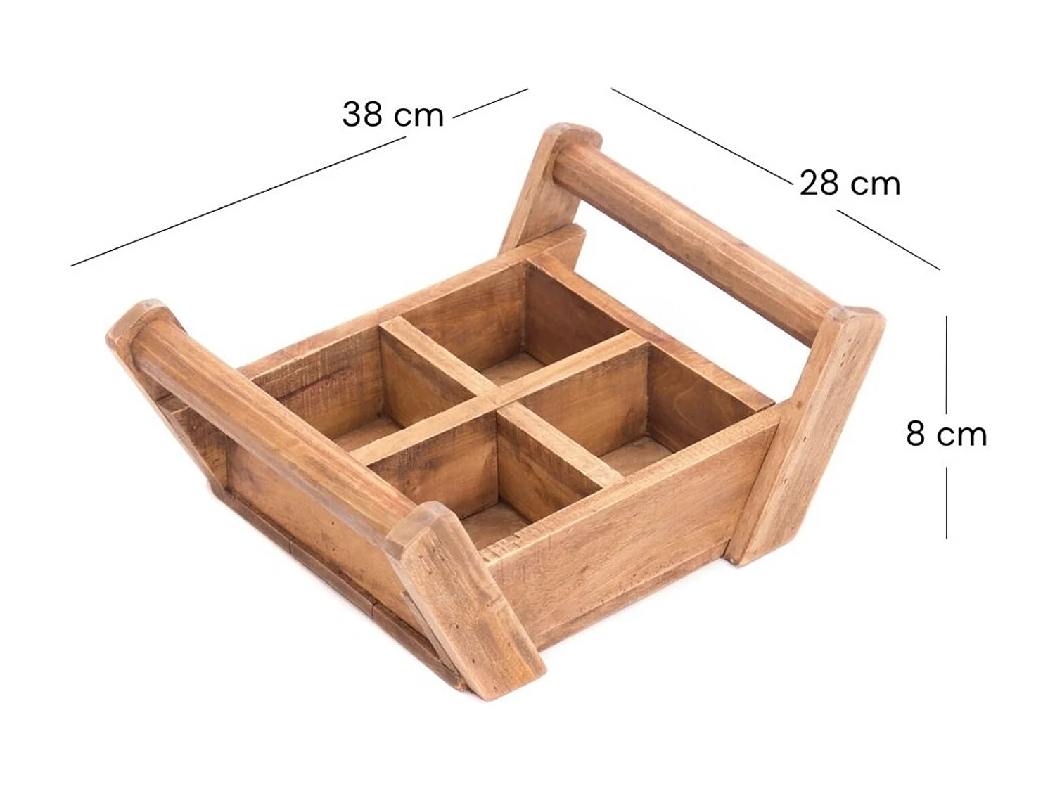 CAISSE EN BOIS Brique II Bois de mahogany, 4 compartiments, avec poignées couleurs naturelles