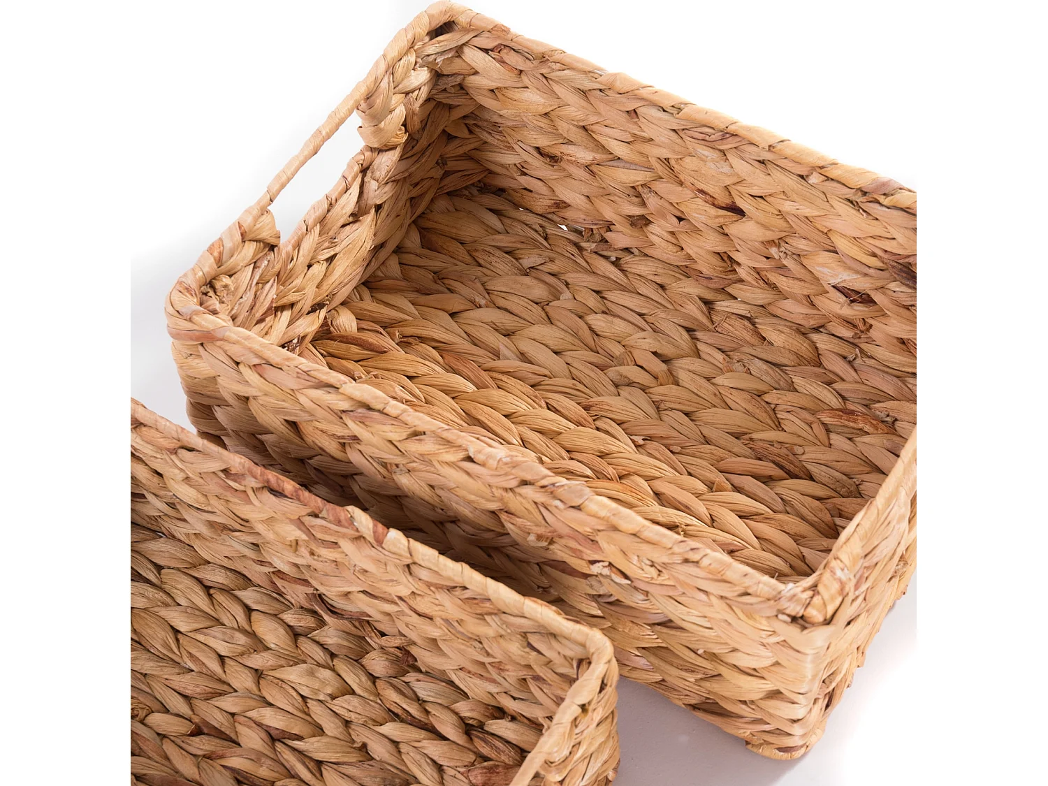 AUFBEWAHRUNGSBOX-SET Cesto II 4-teilig Wasserhyazinthe geflochten, 4 verschiedene Größen naturfarben