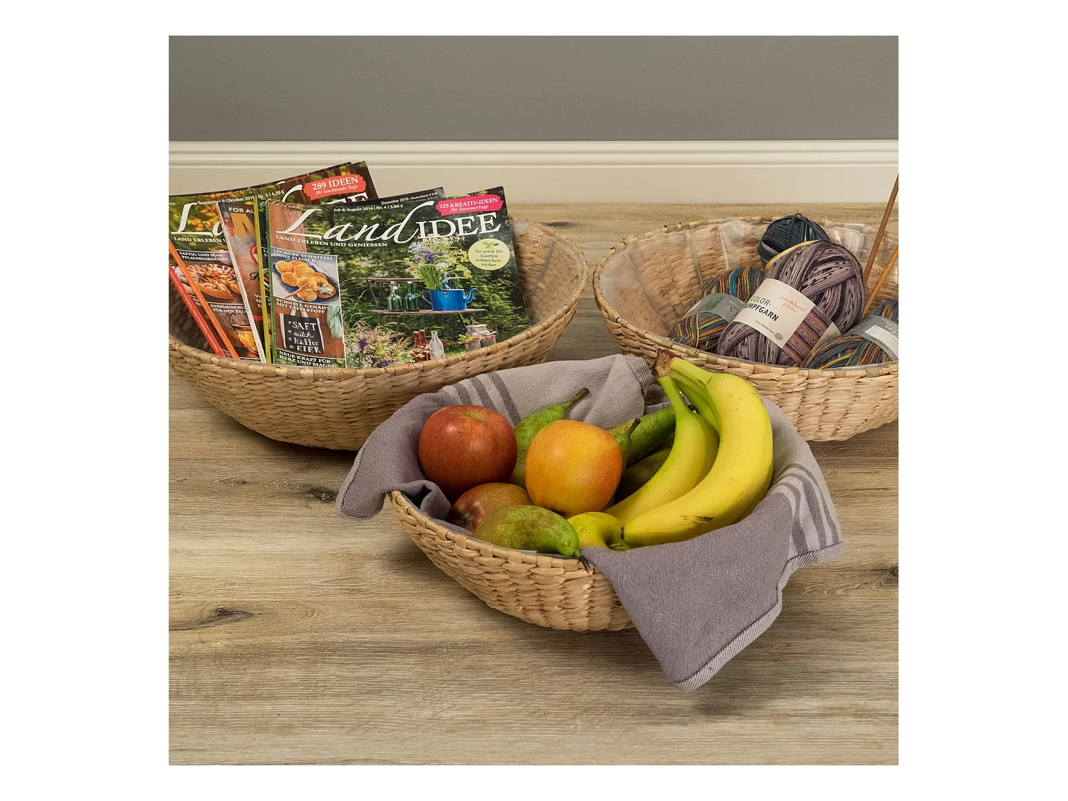 ENSEMBLE DE PANIERS Kayla 3 pièces différentes tailles, étanche couleurs naturelles
