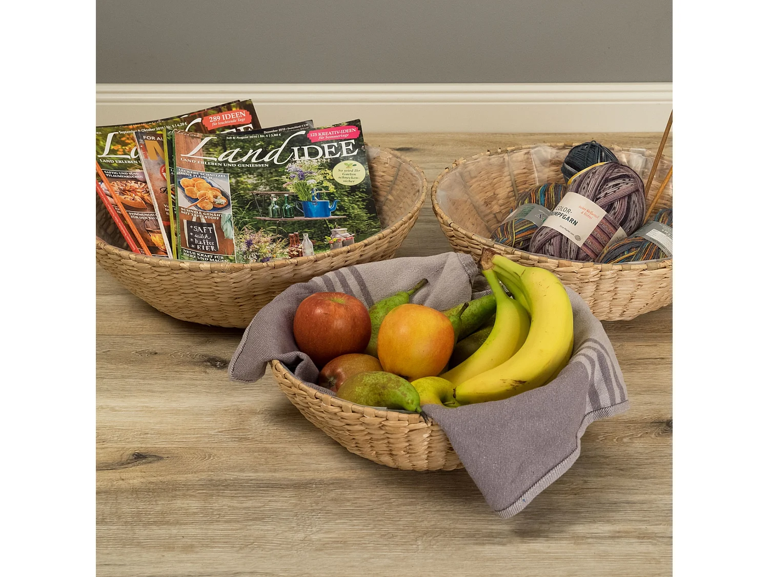 KORB-SET Kayla 3-teilig verschiedene Größen, wasserdicht naturfarben