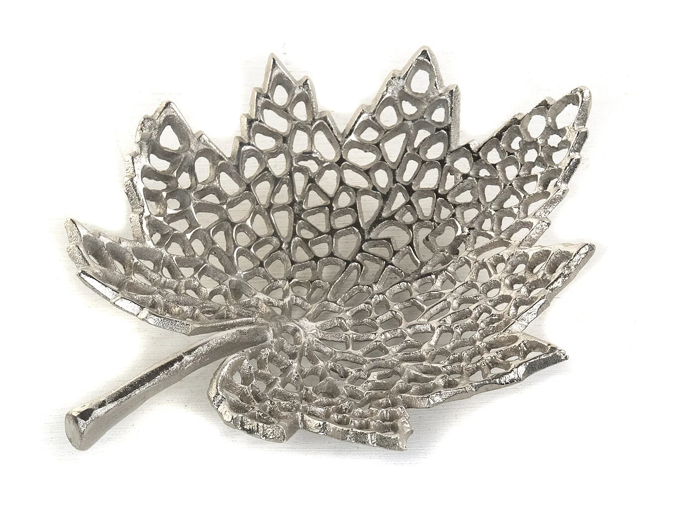 DEKO-SCHALE Leaf 30 Metall Silber