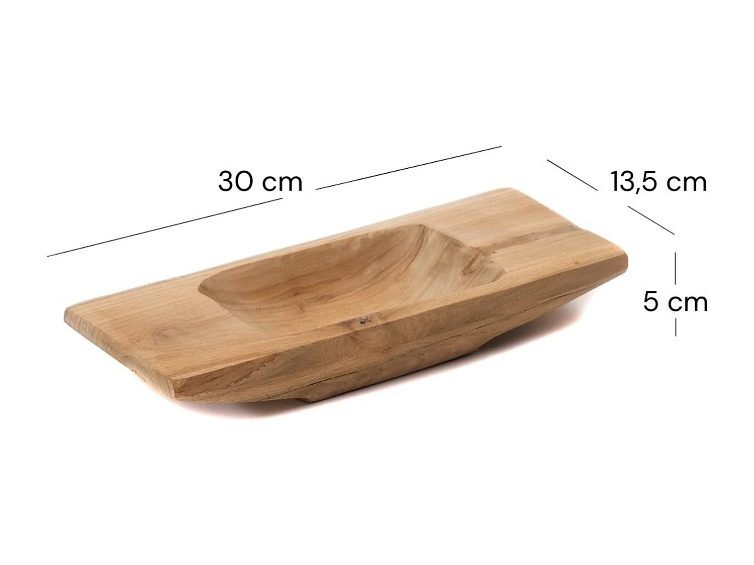 DEKO SCHALE Barco 30 Teak Wurzelholz massiv, mit Griff, geschnitztes Unikat naturfarben