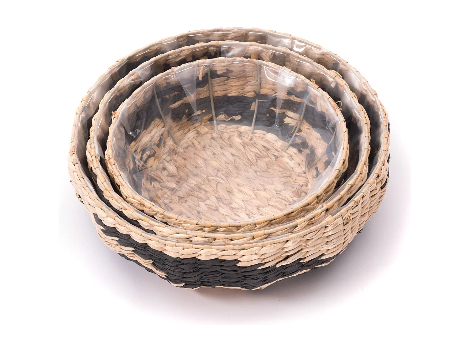 KORB-SET Taja 3-teilig verschiedene Größen, wasserdicht natur-schwarz