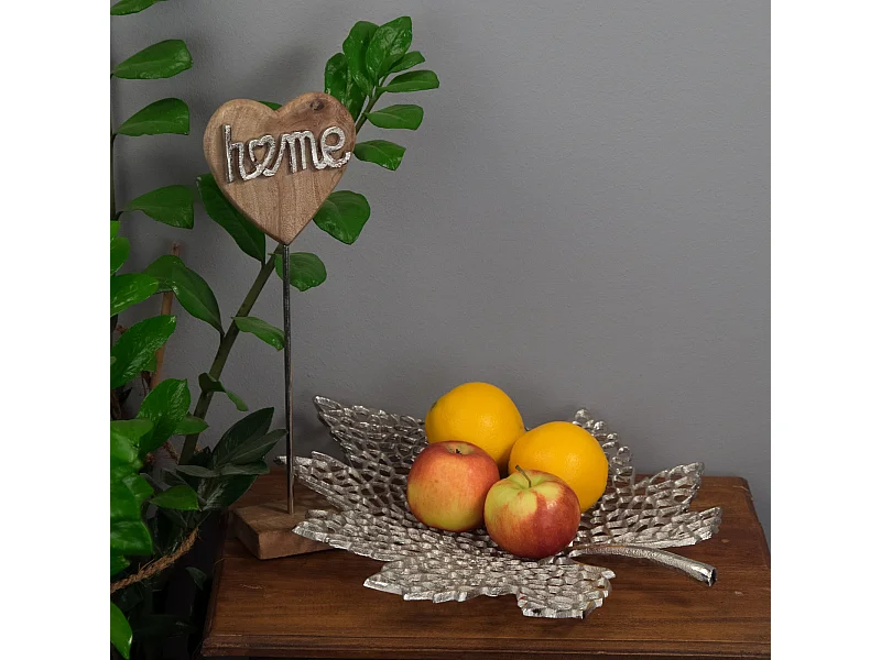 DEKO-SCHALE Leaf 40 Metall Silber