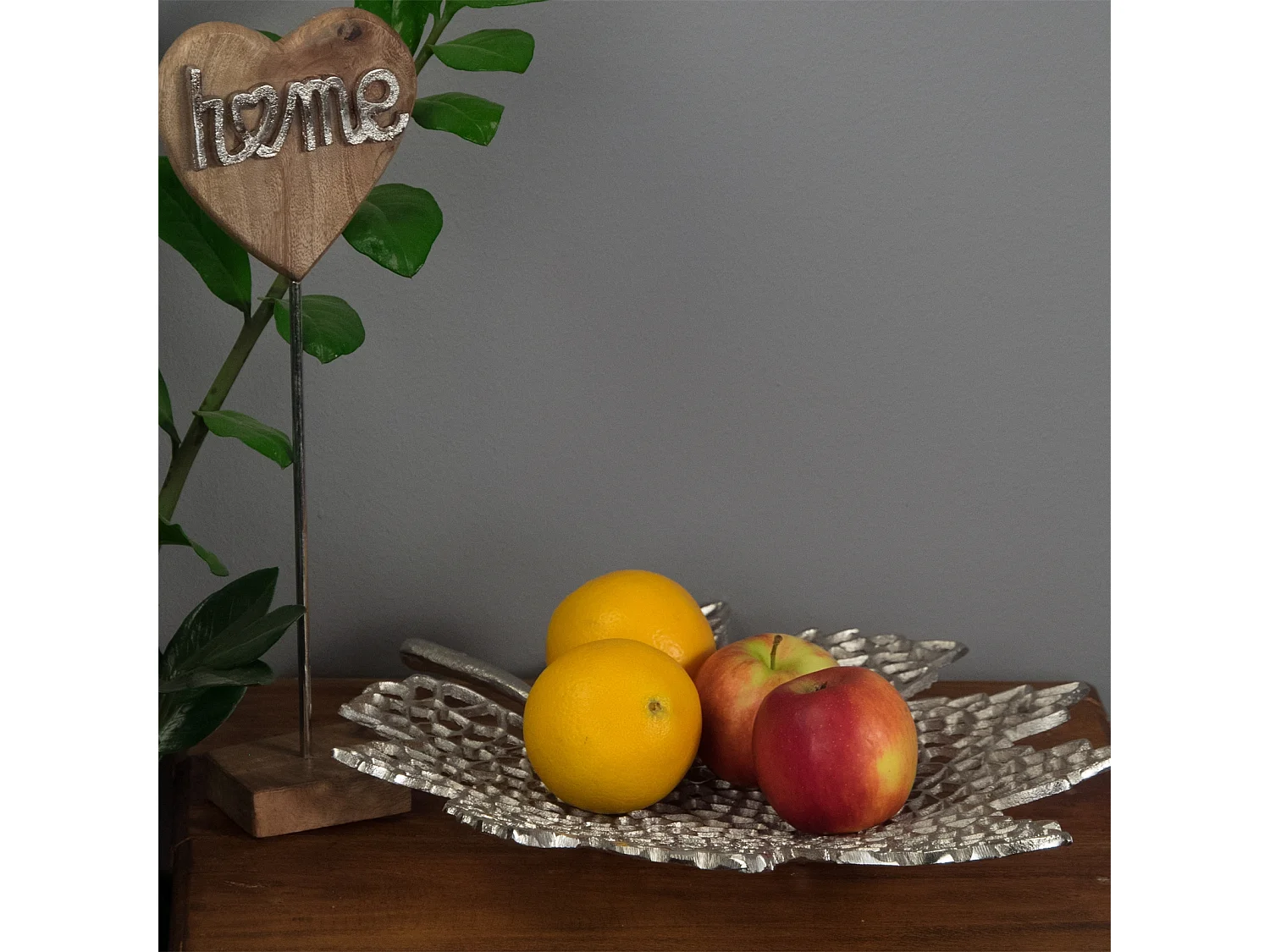 DEKO-SCHALE Leaf 40 Metall Silber