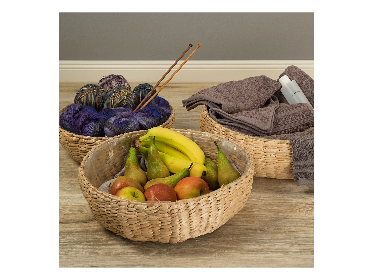 ENSEMBLE DE PANIERS Elva 3 pièces différentes tailles, étanche couleurs naturelles