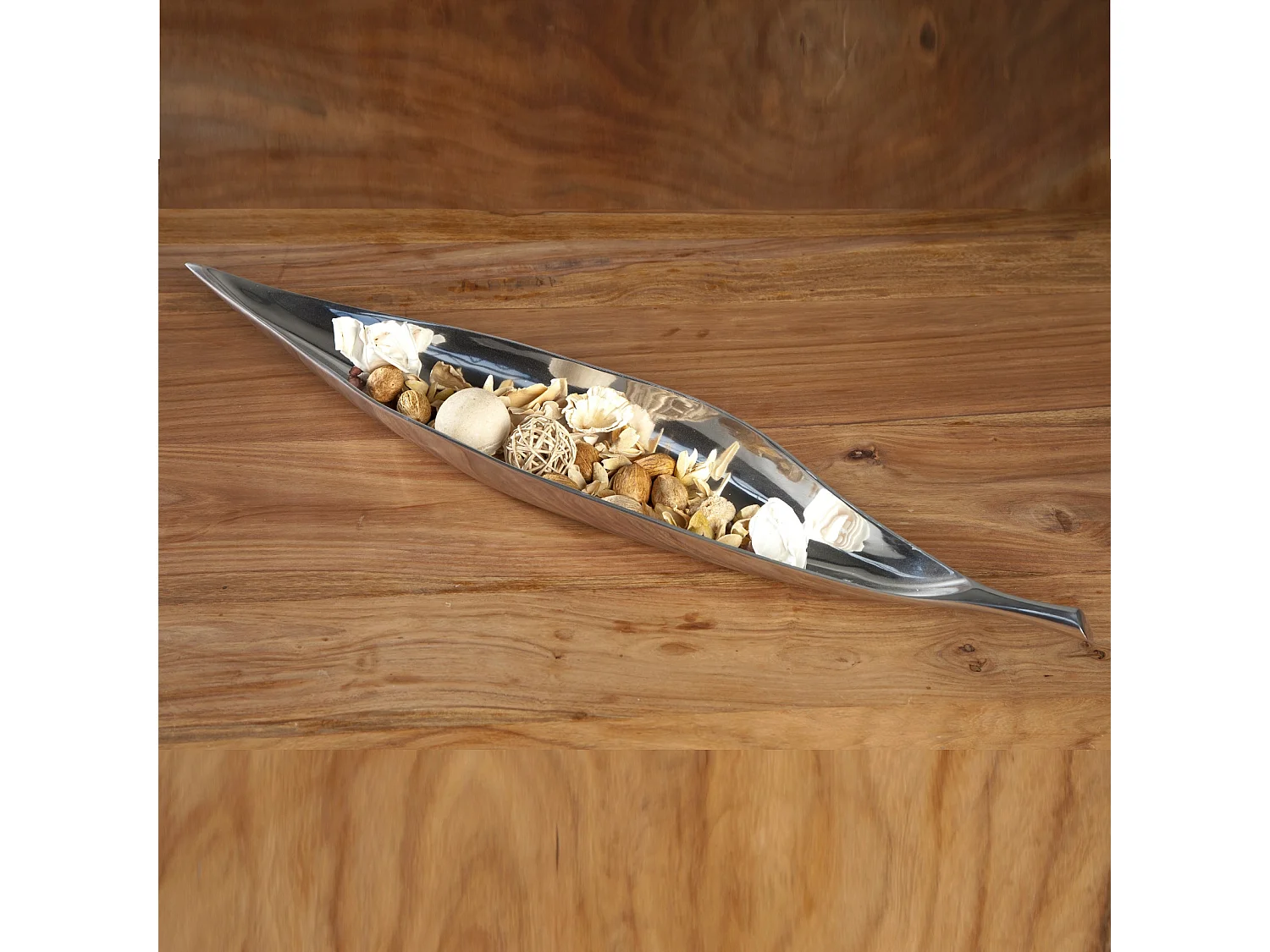 DEKOSCHALE Long Leaf 80 cm, Aluminium silber glänzend