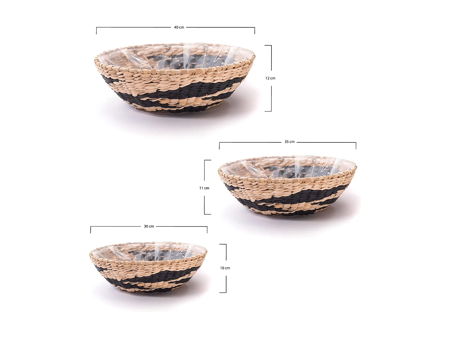 ENSEMBLE DE PANIERS Liva 3 pièces différentes tailles, étanche nature-noir