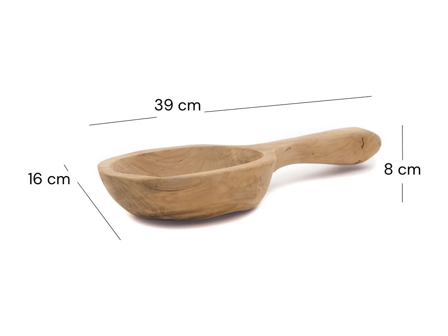 DEKO SCHALE Scoop Teak Wurzelholz massiv, mit Griff, geschnitztes Unikat naturfarben