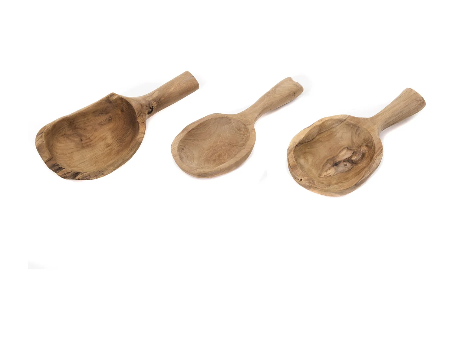 DEKO SCHALE Scoop Teak Wurzelholz massiv, mit Griff, geschnitztes Unikat naturfarben