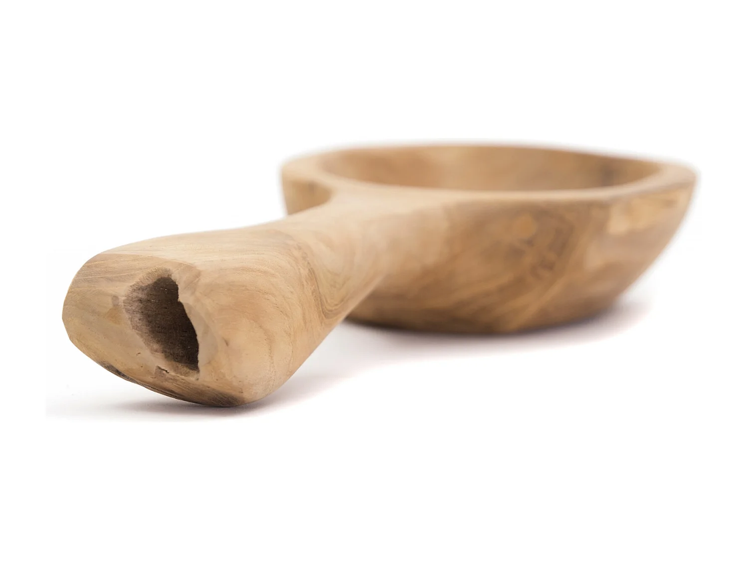 DEKO SCHALE Scoop Teak Wurzelholz massiv, mit Griff, geschnitztes Unikat naturfarben